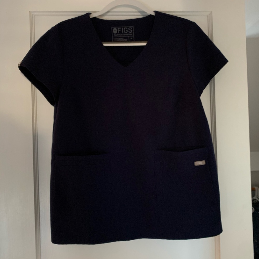 Navy Blue Figs Scrub Top